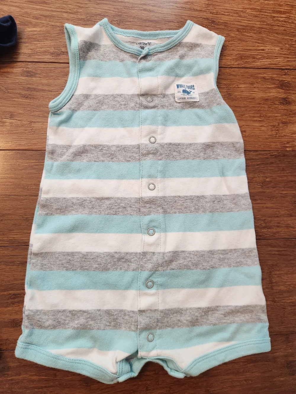 Carters Baby Boys Striped Shorts Rompers with Whale & Chameleon, 18 Months